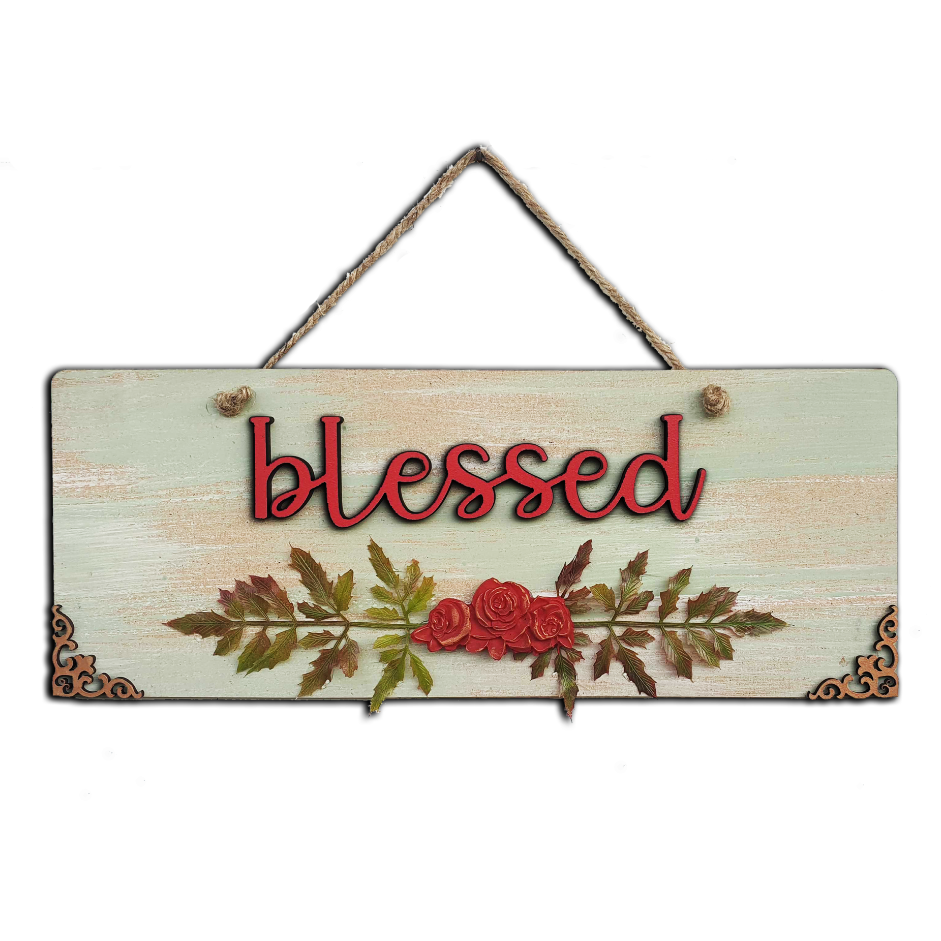 Blessed Quote Rustic Vintage Wooden Door or Wall Hanging Wemy Store