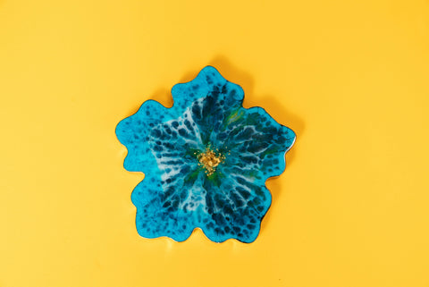 Blue Flower Coasters (Resin) - Set of 2 Wemy Store