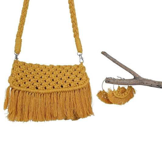 Boho Sling bag - Classic. Yellow, 9x6inches Wemy Store