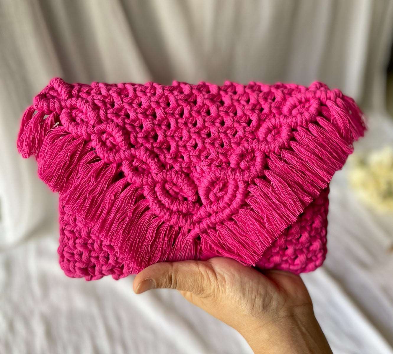 Boho Sling bag - V shape, 9x6inches, Pink Wemy Store