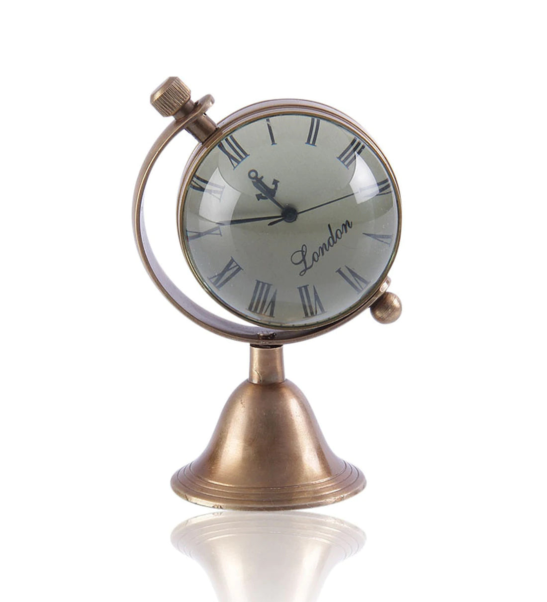 Brass Analog Table Clock for Office, Home Decor ( London Dial ) Wemy Store
