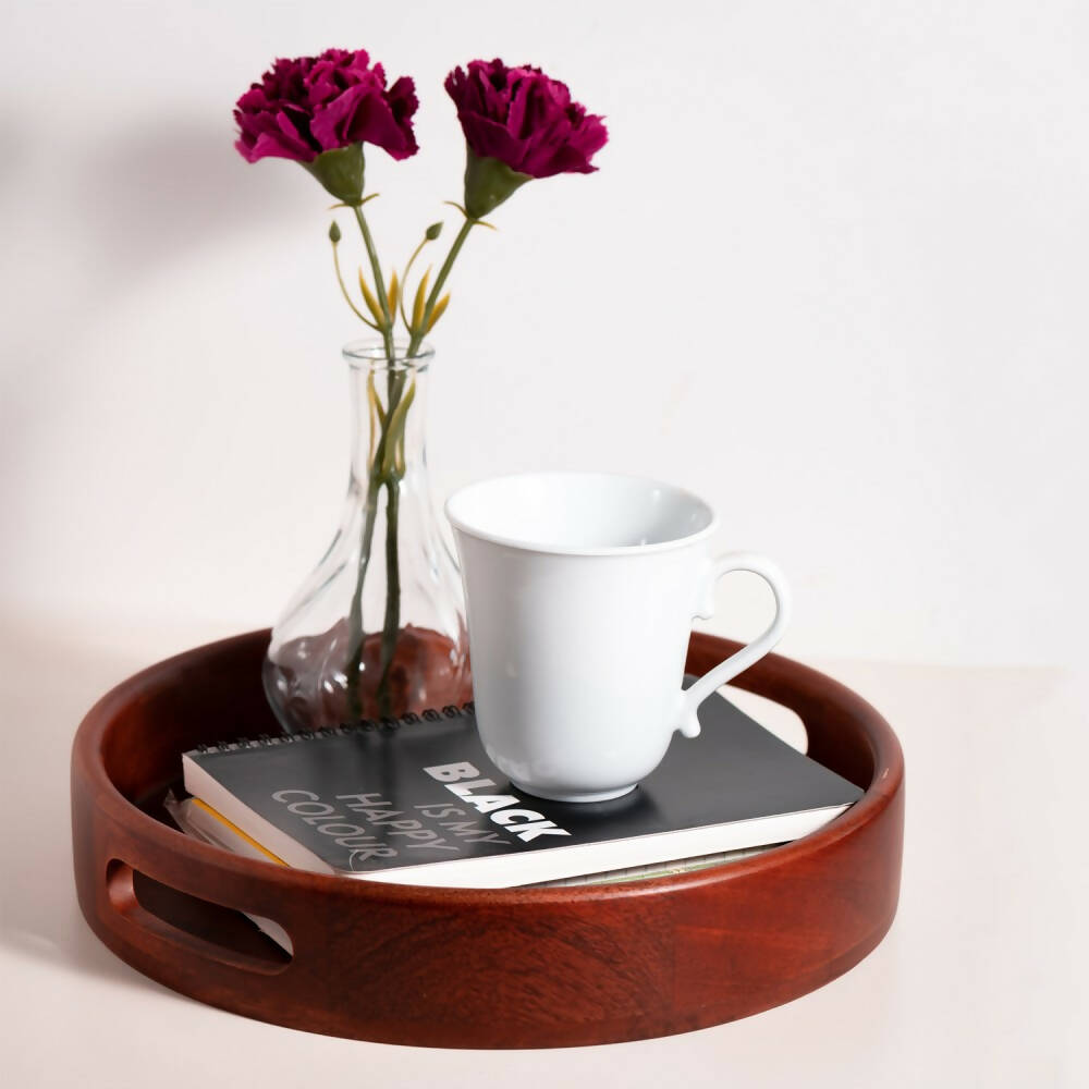 Classic Round Serving Tray from Mahogany Collection Wemy Store