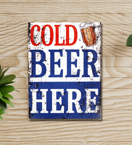 Cold Beer Here Rustic Wooden Sign Board Wall Art Wemy Store