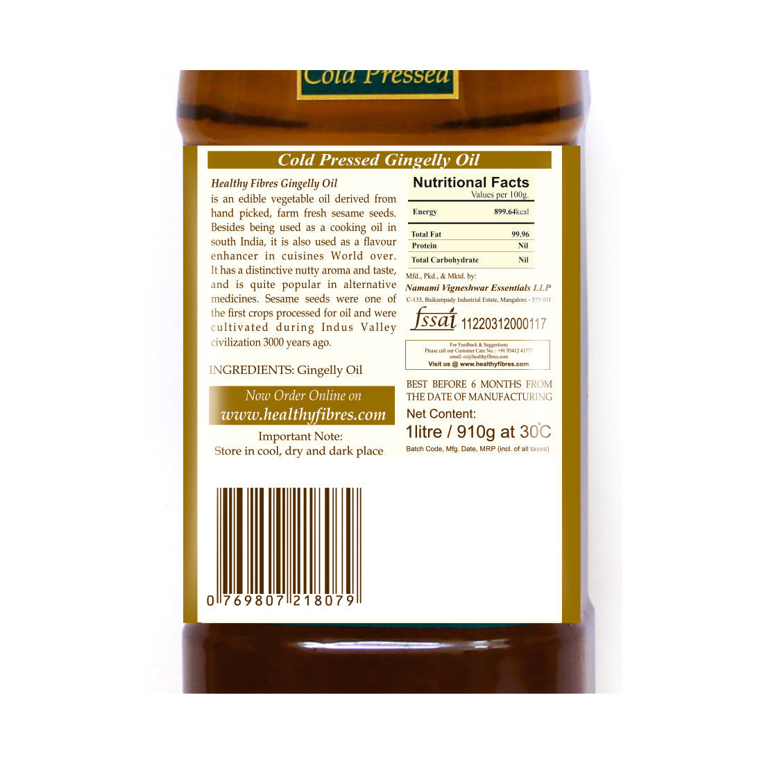 Cold Pressed Gingelly Oil 1L Combo of 2 Wemy Store