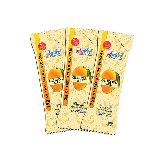 D-Alive 15g of Fast Acting Glucose Gel for treating Hypoglycaemia - Instant Energy (Mango - Total 3 Pocket Size Sachet: 30g Each) Wemy Store