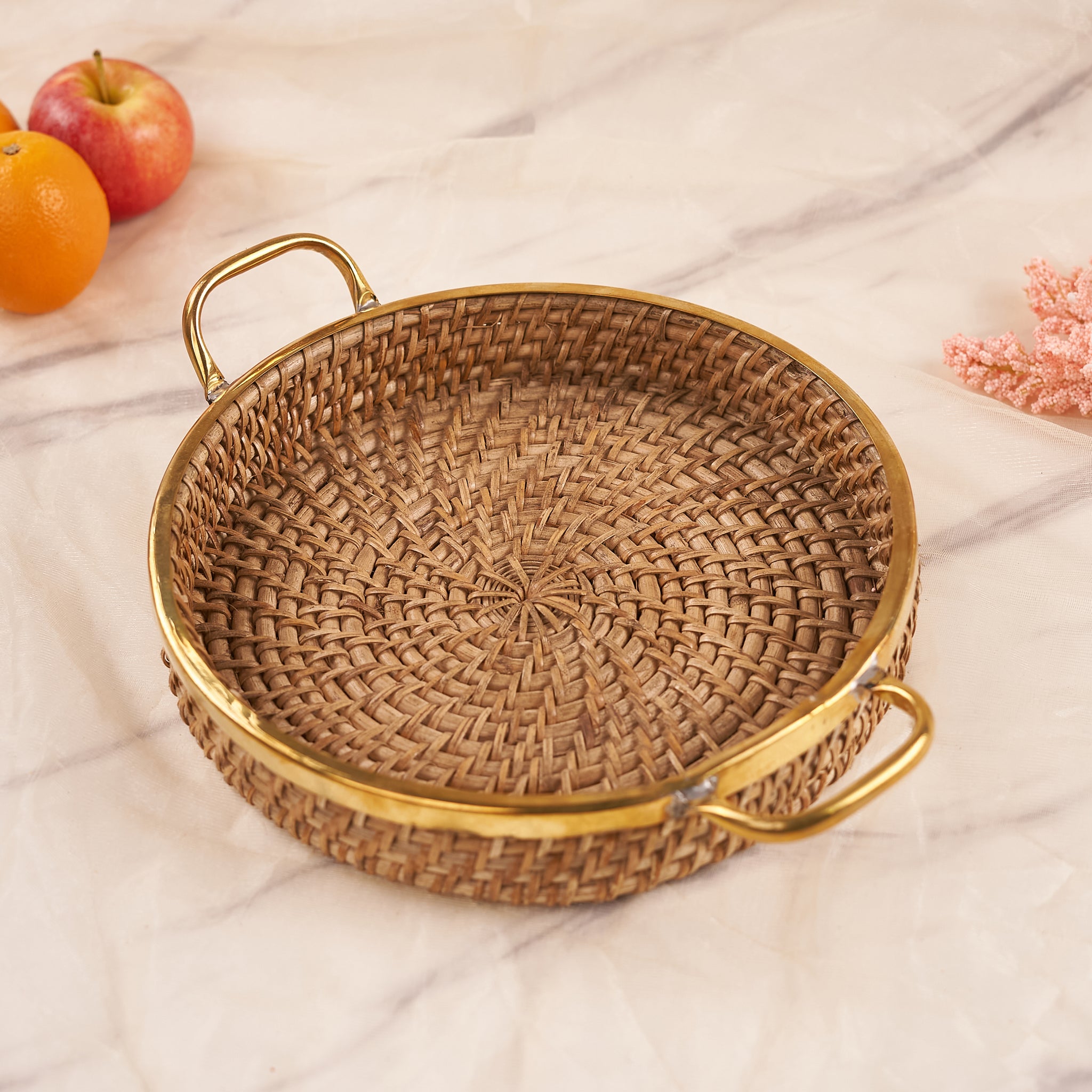 Medium Round Rattan Basket with Handle – Stylish and Practical Storage Solution