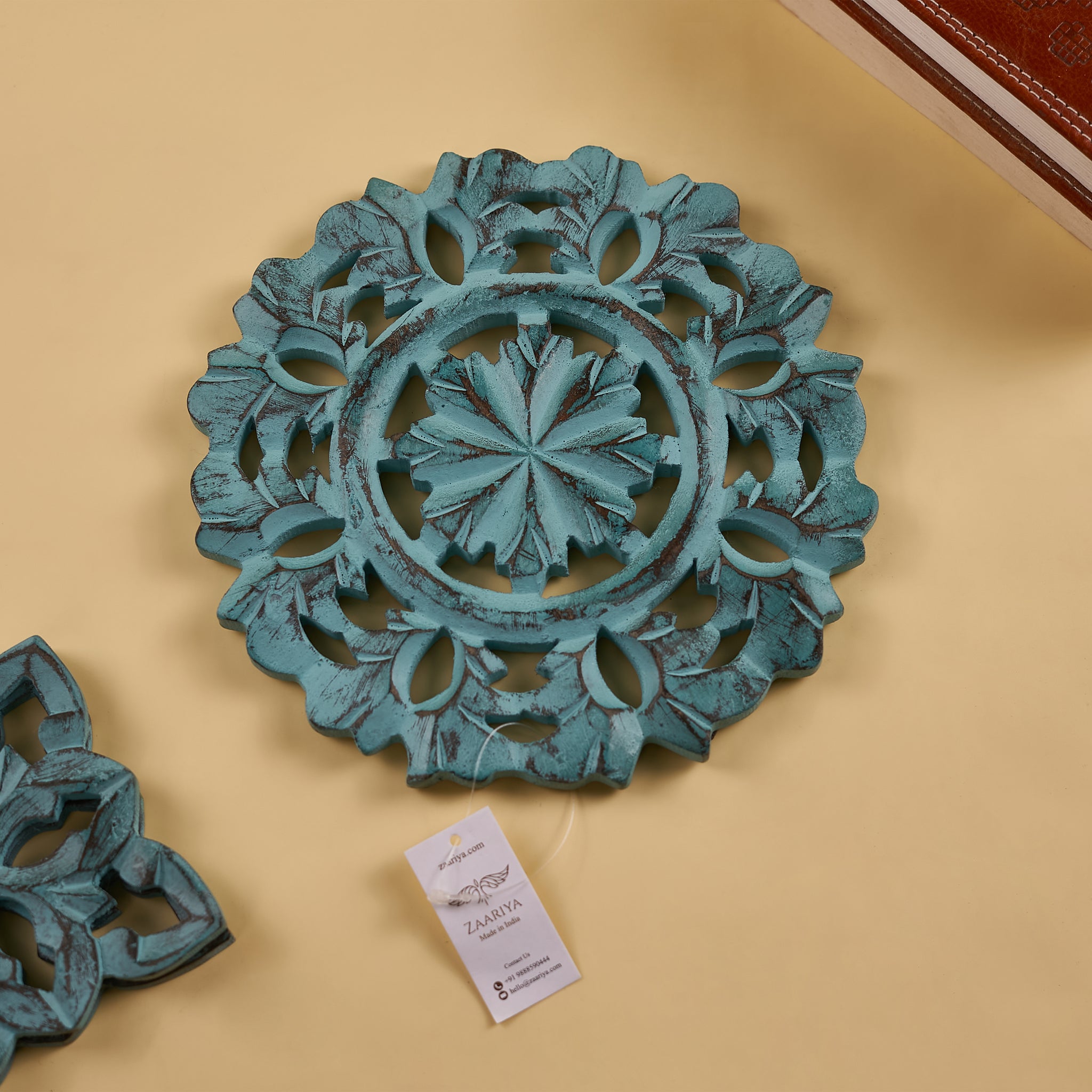 Wooden Handmade Turquoise Trivet – Stylish and Practical Heat Protector