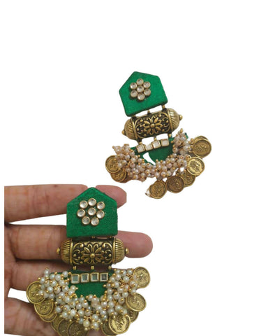 Dark green jhumka earrings Wemy Store