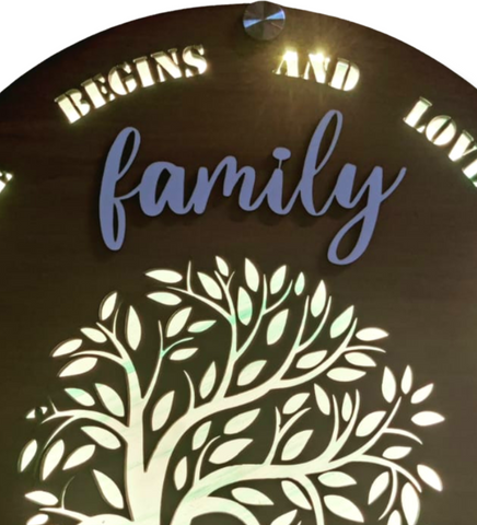 Family Quote With Tree Backlight Wooden Wall Art Wemy Store