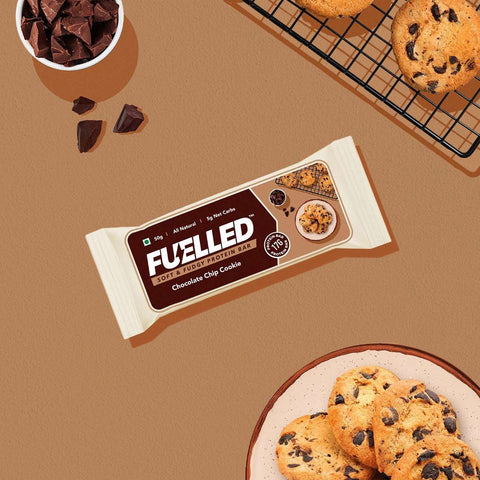 Fuelled Nutrition 10g Protein Bar | Chocolate Chip Cookie Flavor | Delicious, Soft, and Fudgy Low Carb Protein Bars, No Preservatives, 100% Veg, No Added Sugar | 204gm (Pack of 6, 34gm each) Wemy Store