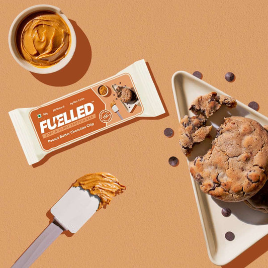 Fuelled Nutrition 10g Protein Bar | Peanut Butter Chocolate Chip Flavor | Delicious, Soft, and Fudgy Low Carb Protein Bars, No Preservatives, 100% Veg, No Added Sugar | 204gm (Pack of 6, 34gm each) Wemy Store