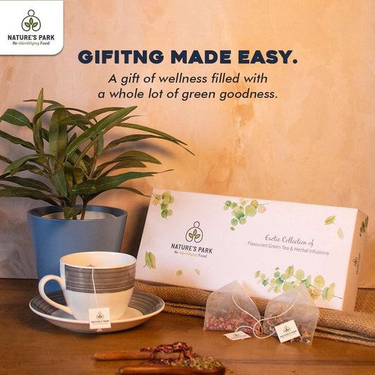 Gift Box - Assortment of Tea & Infusions- Gift of Wellnes- Healthy Hamper Assorted Green Tea Festive Gift Box (30 Sachets) Wemy Store