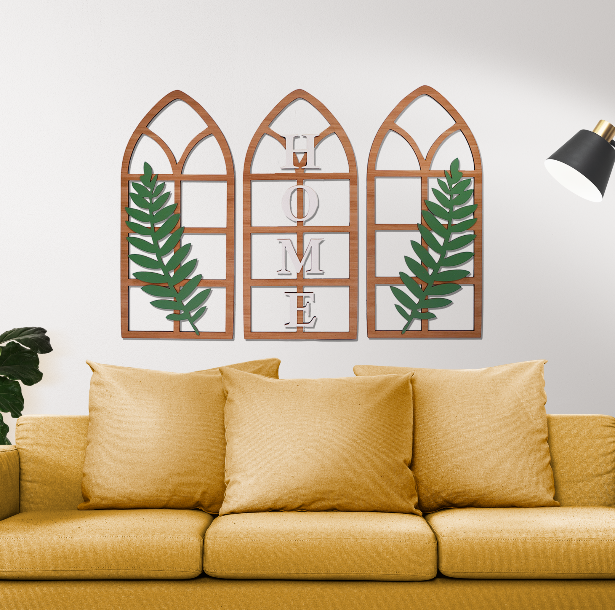 Gothic Botanical Window Wall Art Set of 3 Brown Wemy Store