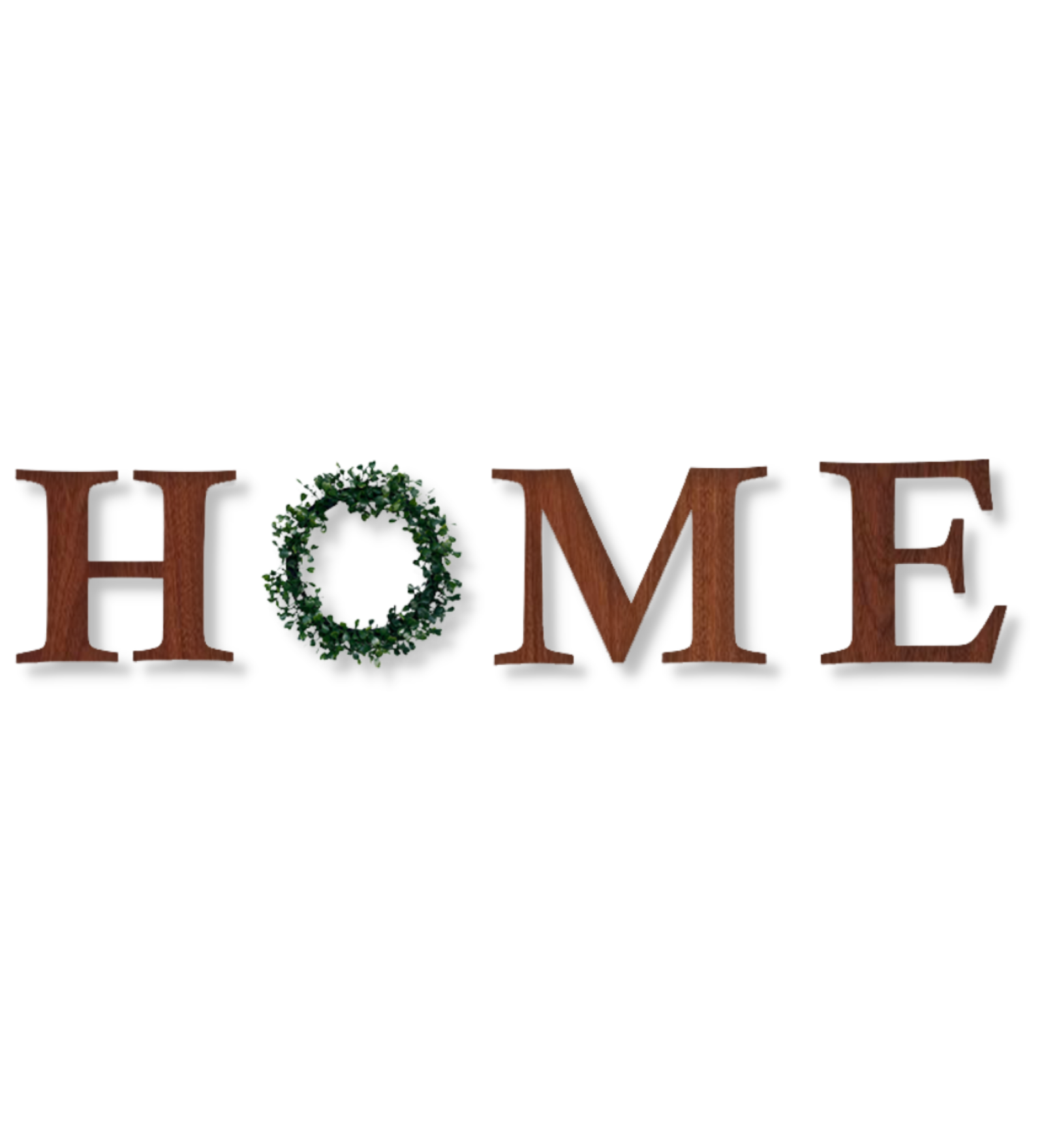 HOME Word With Ring Wreath Garland Wooden Sign Wall Art Wemy Store