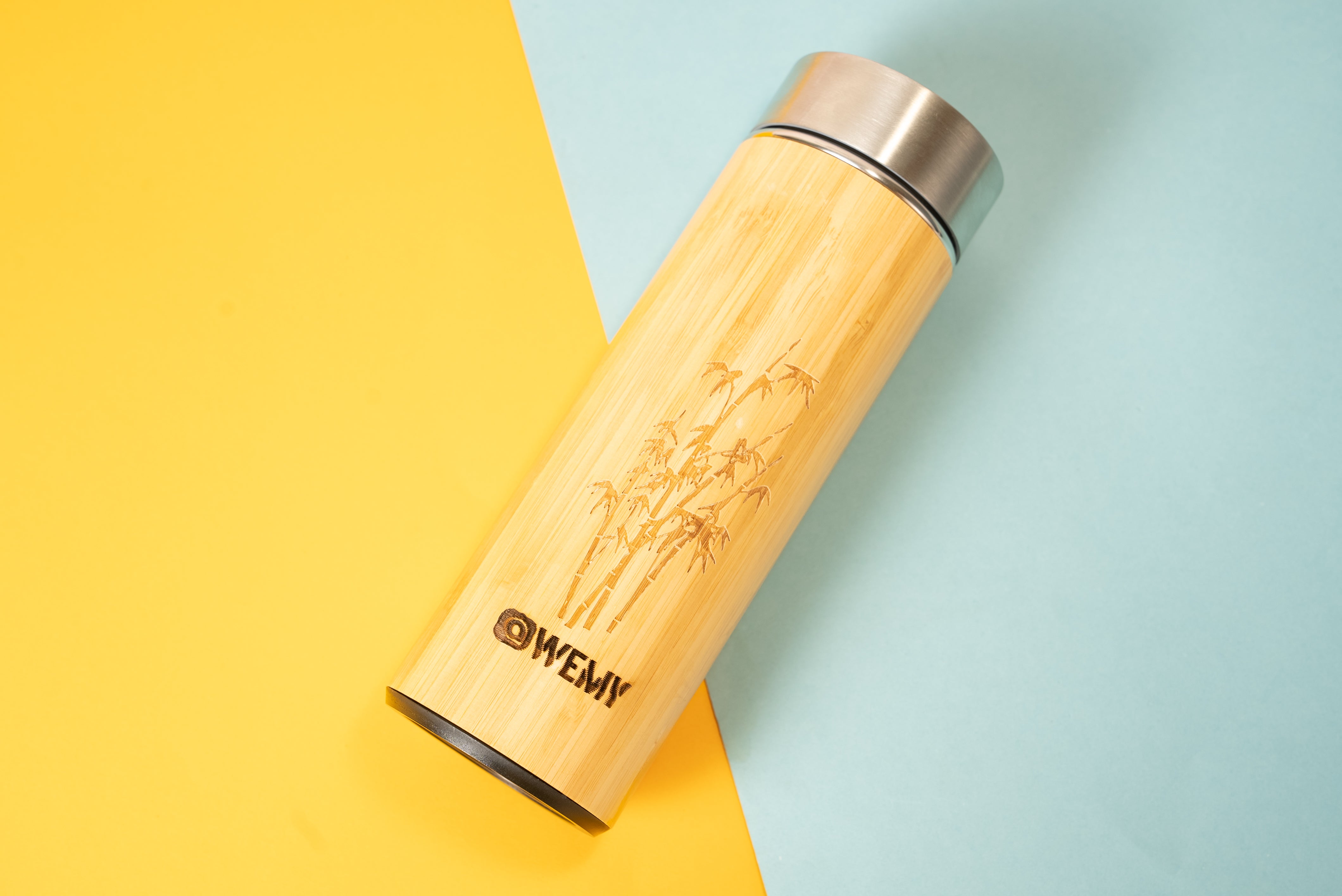 Handmade Bamboo Bottle with Stainless Steel Vacuum Insulated Flask -500 ML Wemy Store