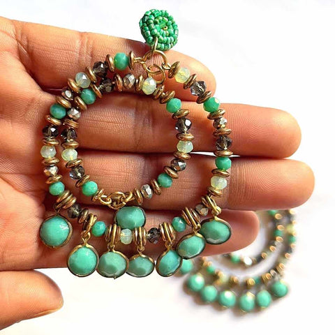 Handmade Beaded Earrings-Green Wemy Store