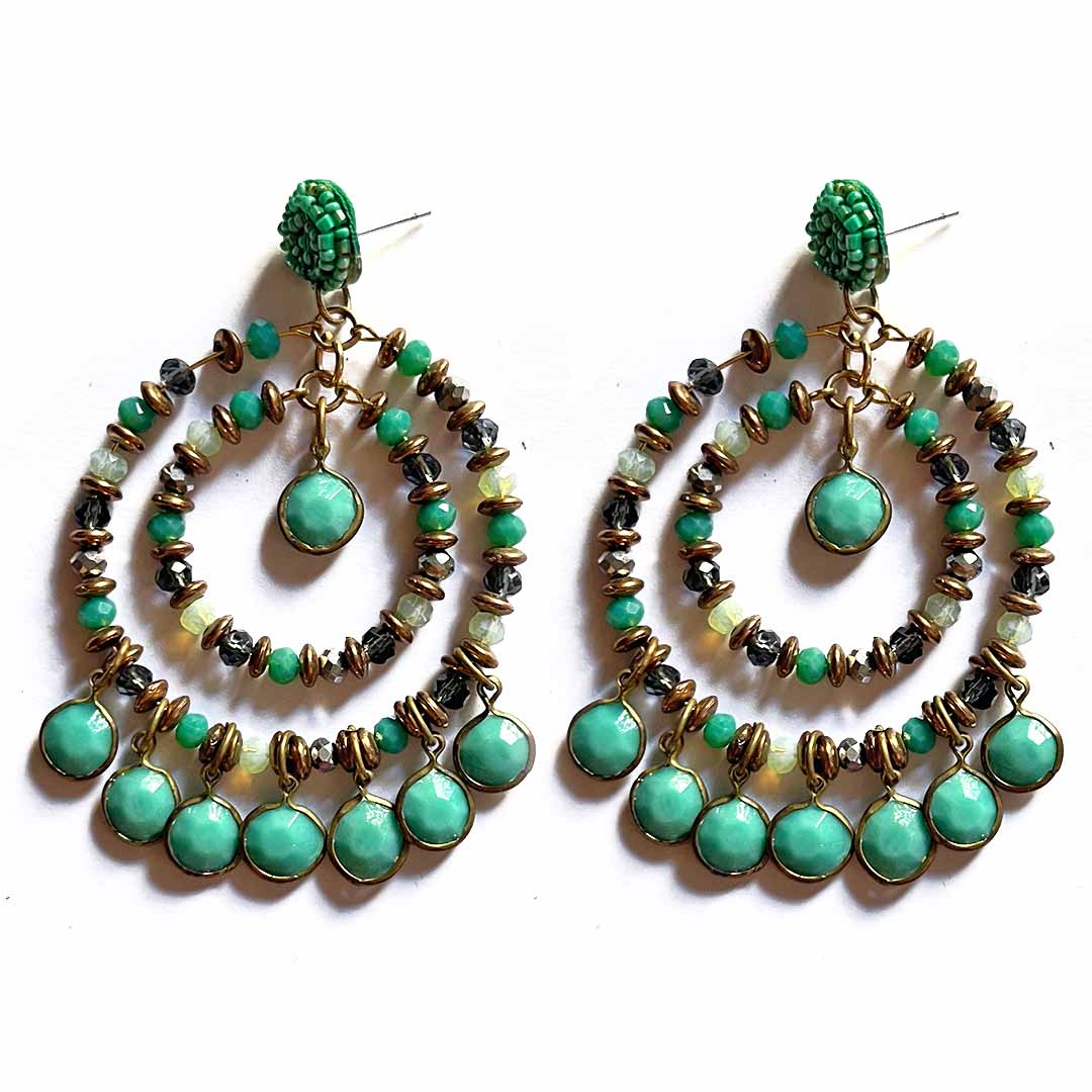 Handmade Beaded Earrings-Green Wemy Store
