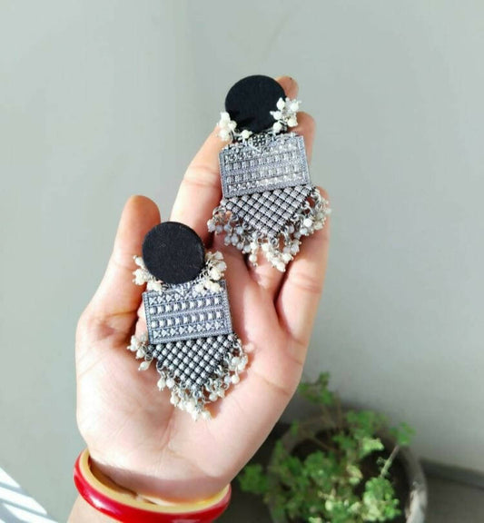 Handmade Fabric earrings(Black) Wemy Store