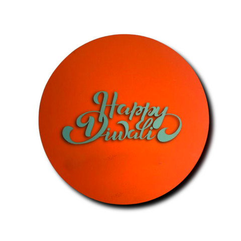Happy Diwali Quote With Orange Base Wooden Wall Art Wemy Store