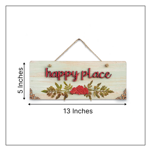 Happy Place Quote Rustic Vintage Wooden Door or Wall Hanging Wemy Store