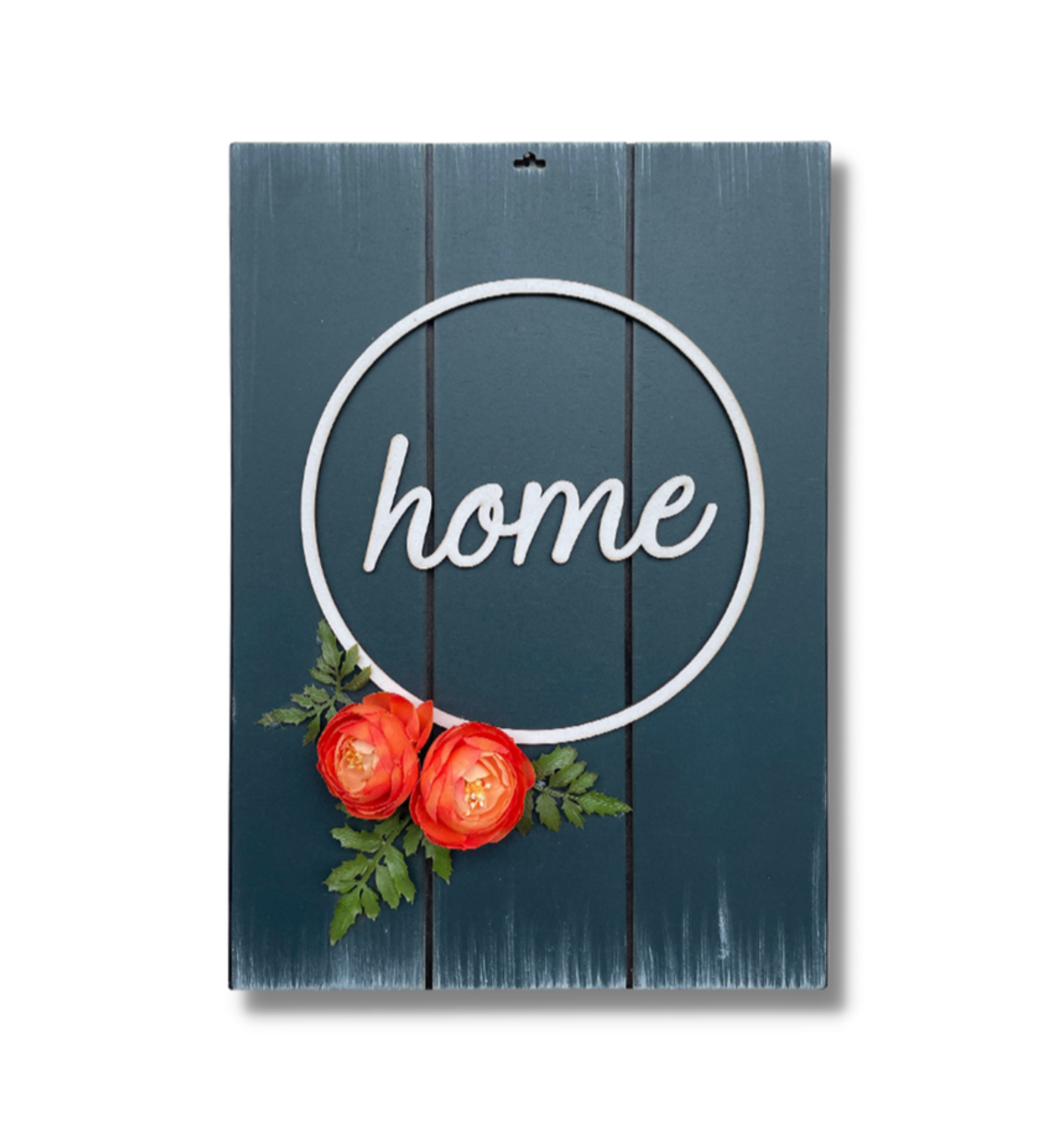Home With Roses Rectangular Rustic Blue 3D Wooden Wall Art Wemy Store