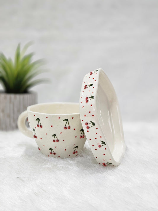 Ceramic 3D Printed Cherry Cup & Dish