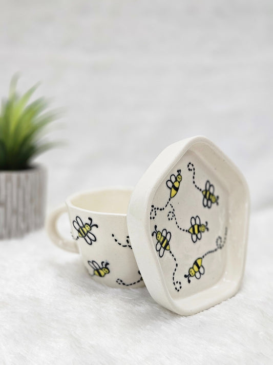 Ceramic 3D Printed Honey Bee Cup & Dish