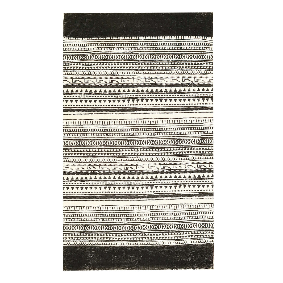 Black and White Block Print Rug for Home Decor