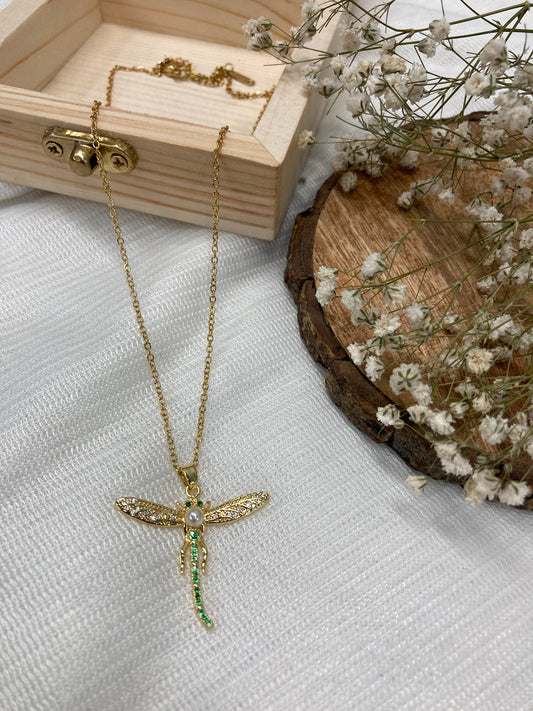 Zaariya Dragonfly zicron pendant necklace