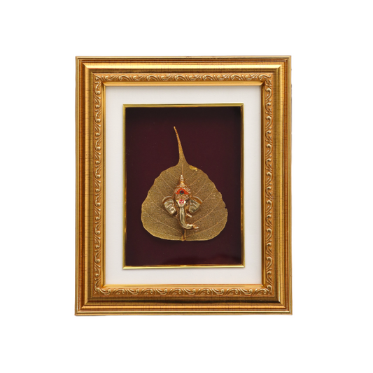 Golden Ganesha Leaf Frame