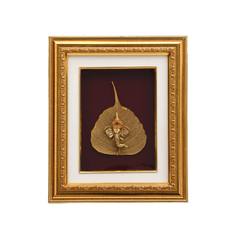 Golden Ganesha Leaf Frame for Home Decor and Gifting