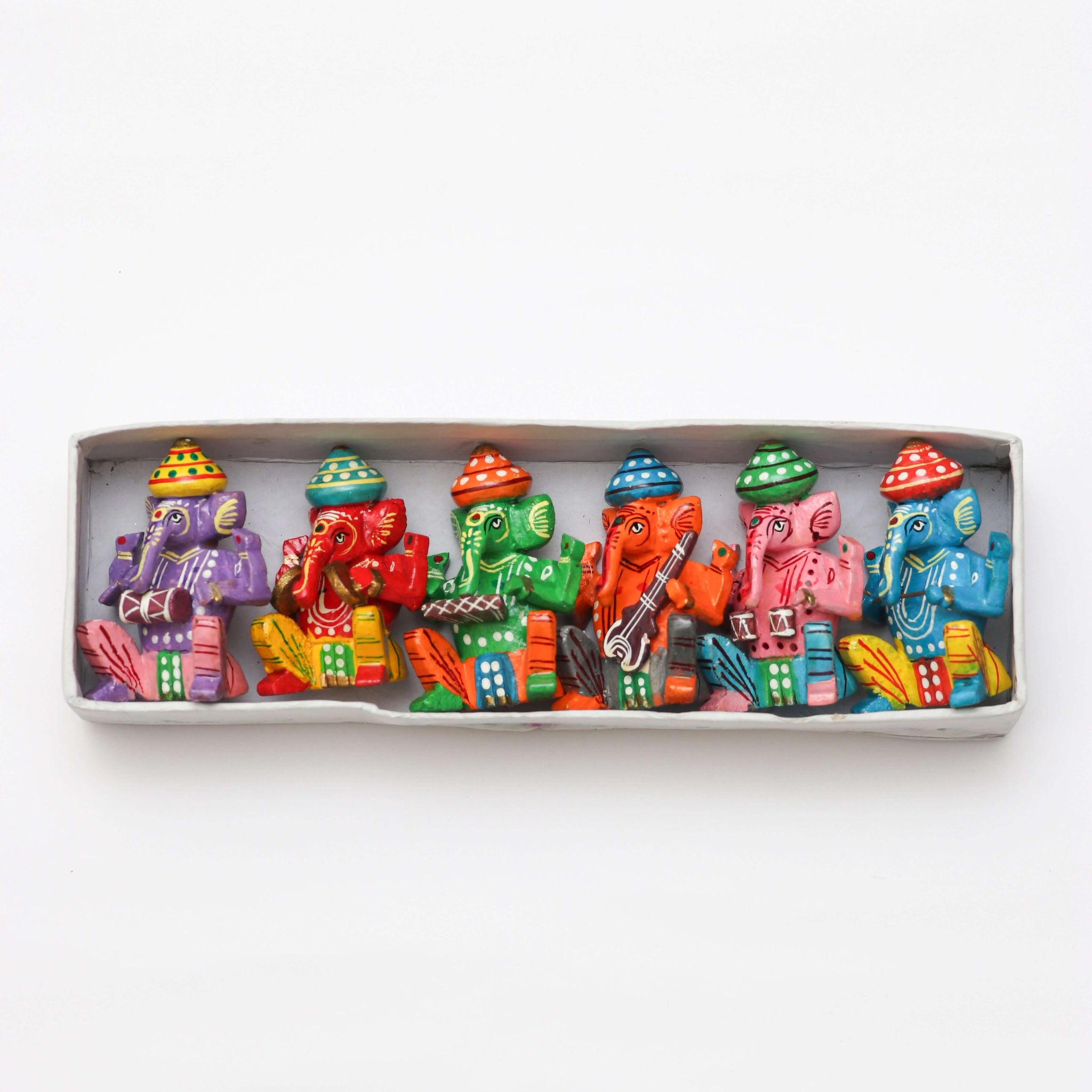 Handcrafted wooden Ganesh Set Multicolor for Decor (Set of 6)