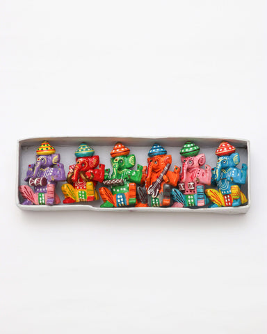 Handcrafted wooden Ganesha Set Multicolor set of 6