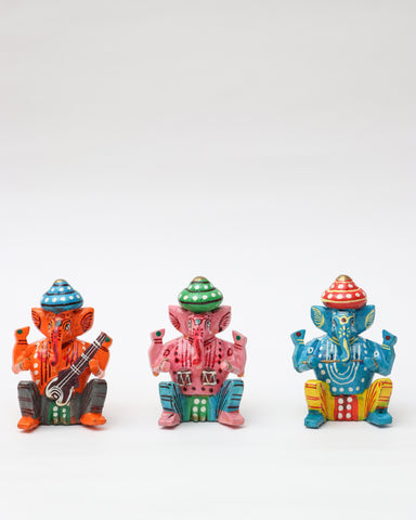 Handcrafted wooden Ganesha Set Multicolor set of 6