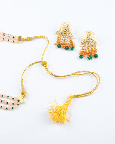 Zaariya Pearl Necklace with Laxmi Pendant (Peach)