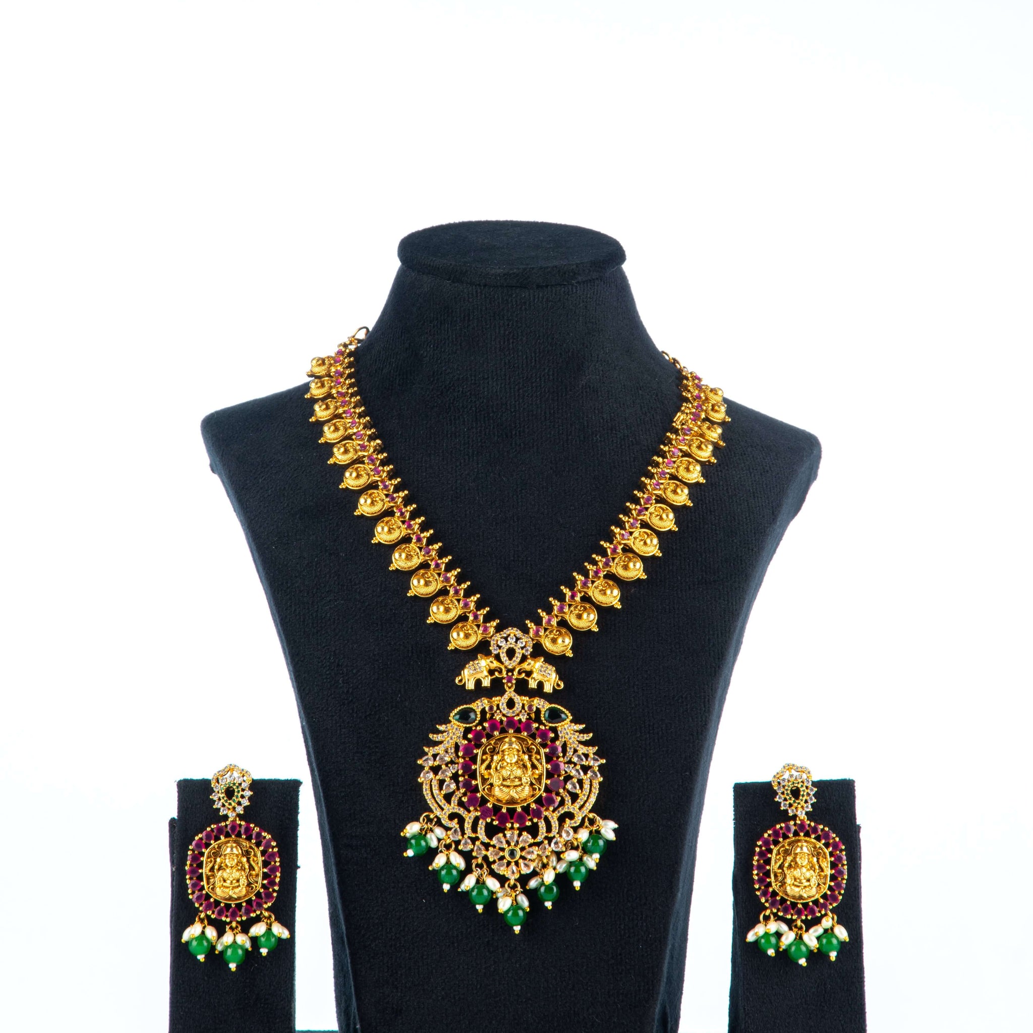 Zaariya South Indian Coin Necklace Adorned with Goddess Laxmi Pendant