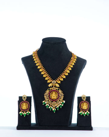 Zaariya South Indian Coin Necklace Adorned with Goddess Laxmi Pendant