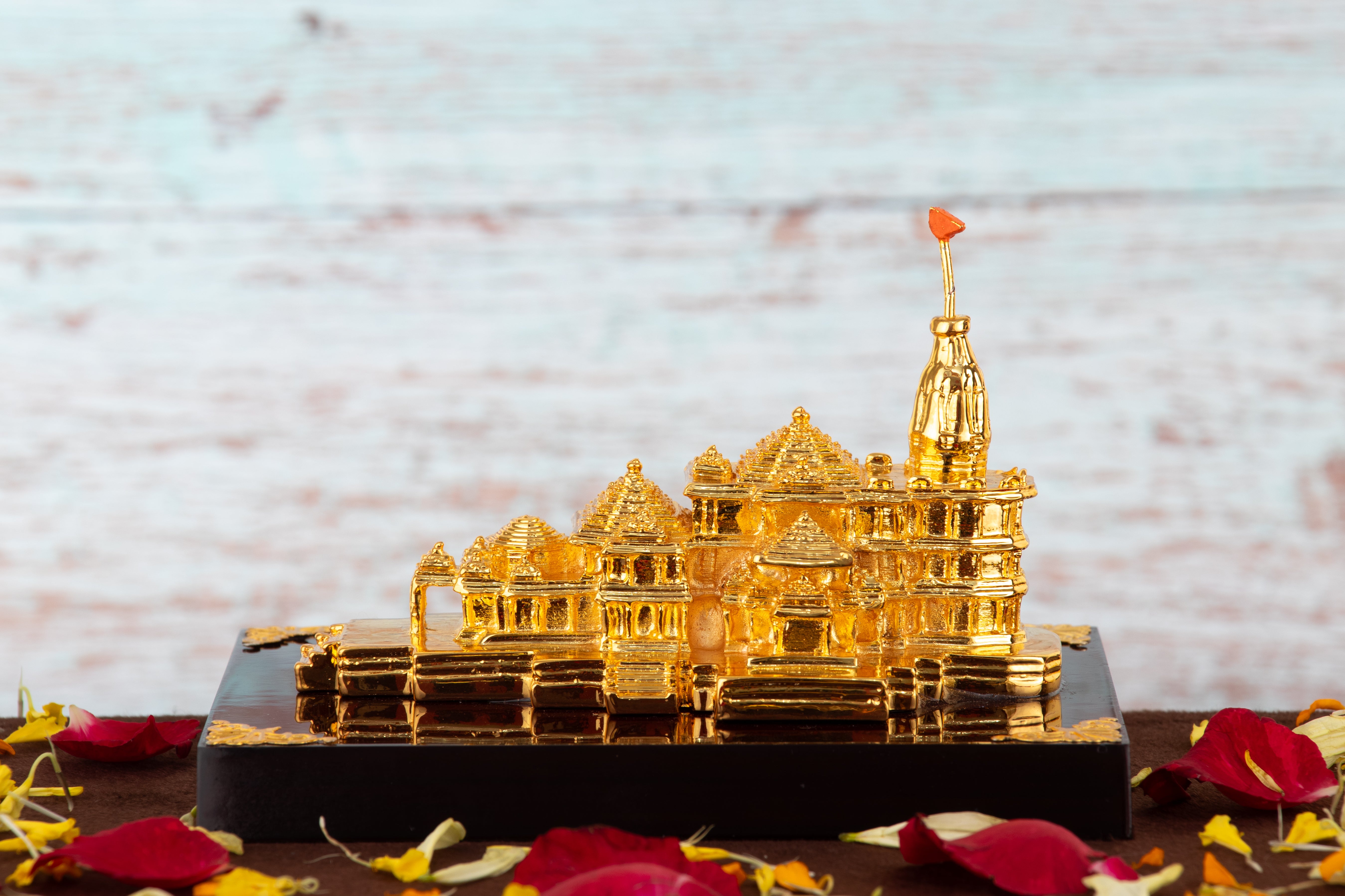 Premium Ram Mandir for Home DÃ©cor/Pooja Room/Gifting With a Free Jai Shree Ram Bookmark-Gold
