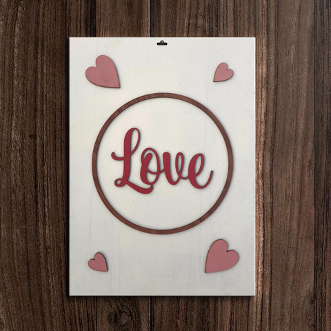LOVE With Hearts Wooden Wall Art in Ivory & Pink Wemy Store