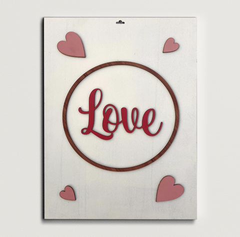 LOVE With Hearts Wooden Wall Art in Ivory & Pink Wemy Store