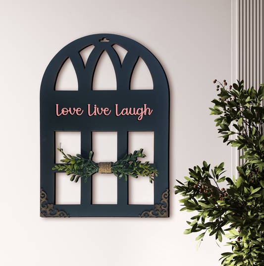 Live Love Laugh Window Wall Art Stone Grey Wemy Store