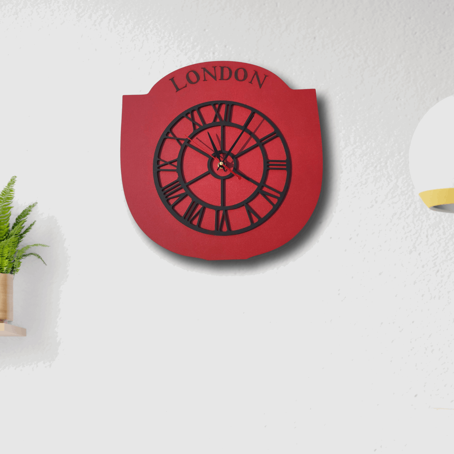 London Style Silent Wall Clock-Deep Red Wemy Store