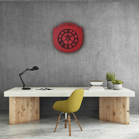 London Style Silent Wall Clock-Deep Red Wemy Store