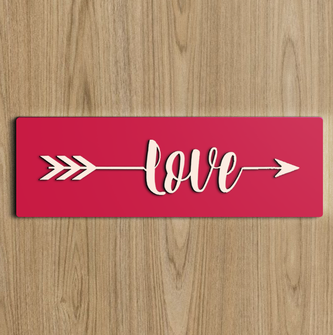 Love With Cupid Arrow Wooden Wall Art Red Wemy Store