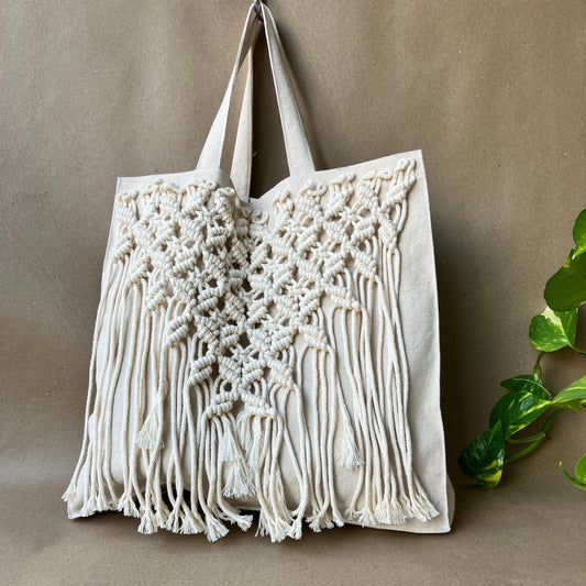 Macrame 100% Cotton Grocery tote bag Wemy Store