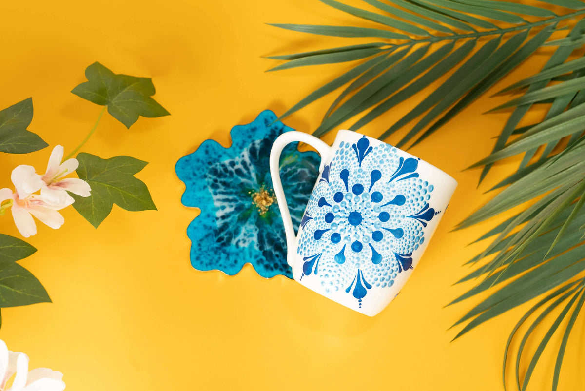 Mandala cup & Resin Coaster Set Wemy Store