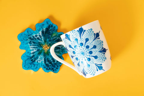 Mandala cup & Resin Coaster Set Wemy Store