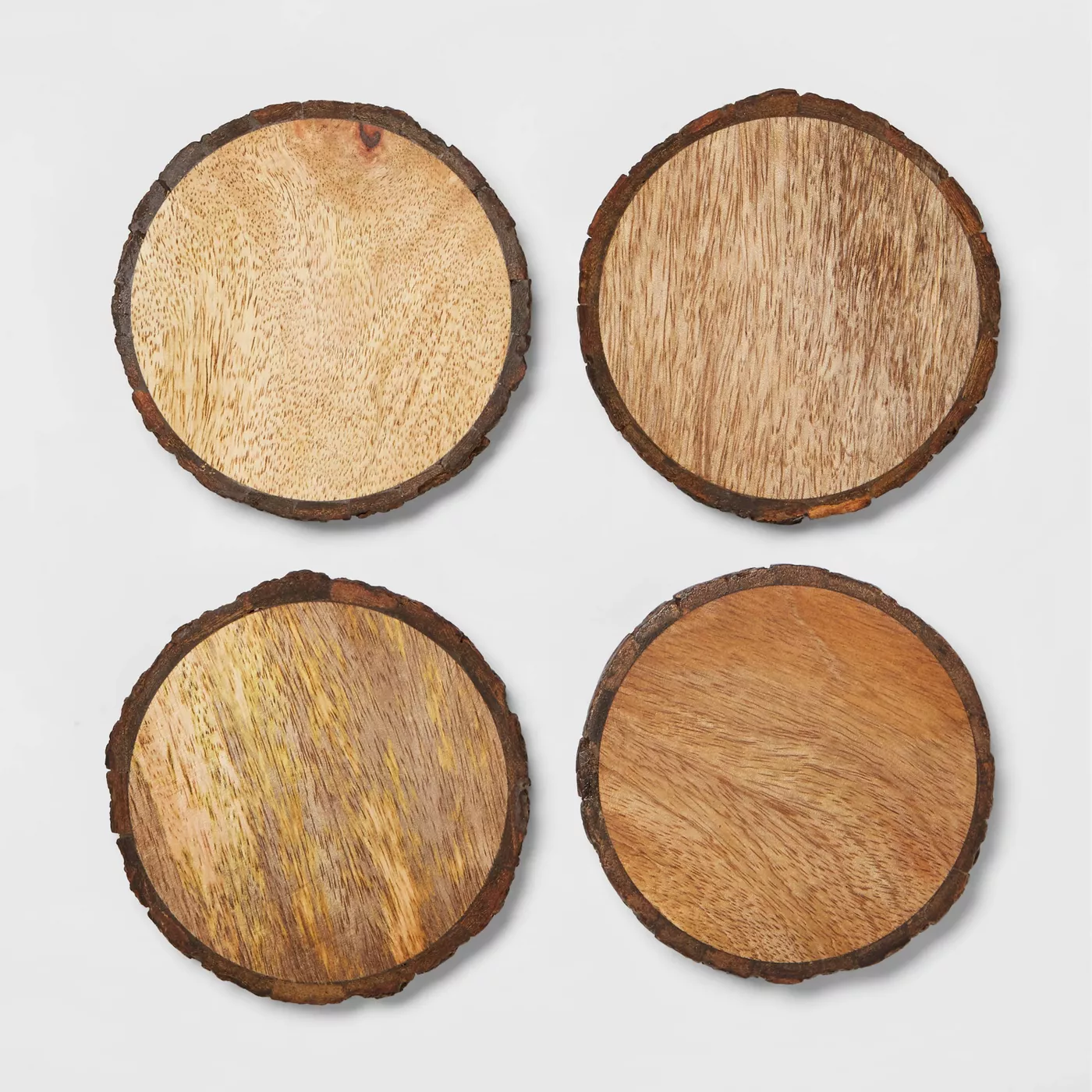 Mango Wood Bark Coasters Set of 6 for Serving (Dark Brown Finish) Wemy Store