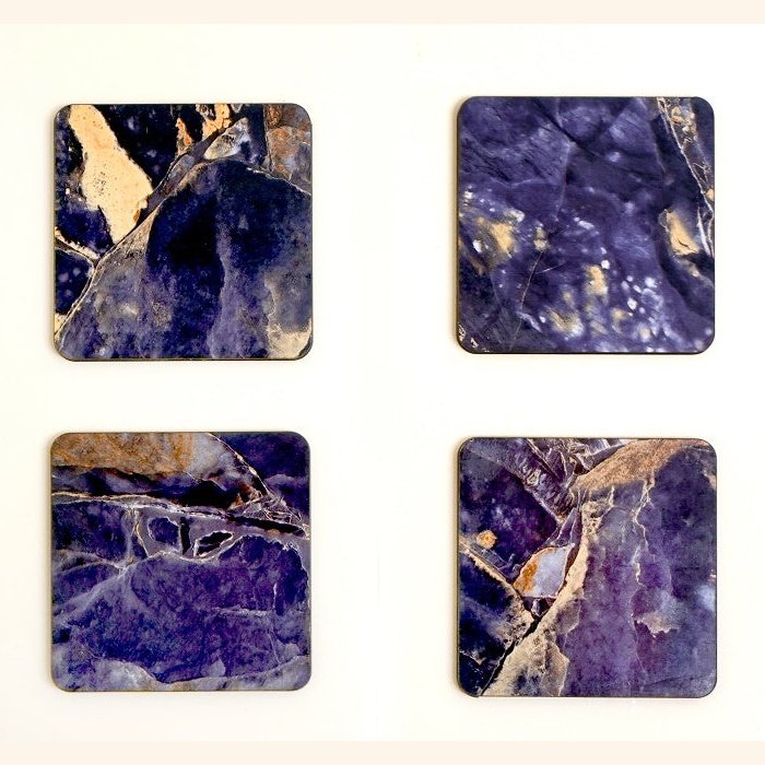 Marble Finish Square Coaster Pack of 4 Wemy Store