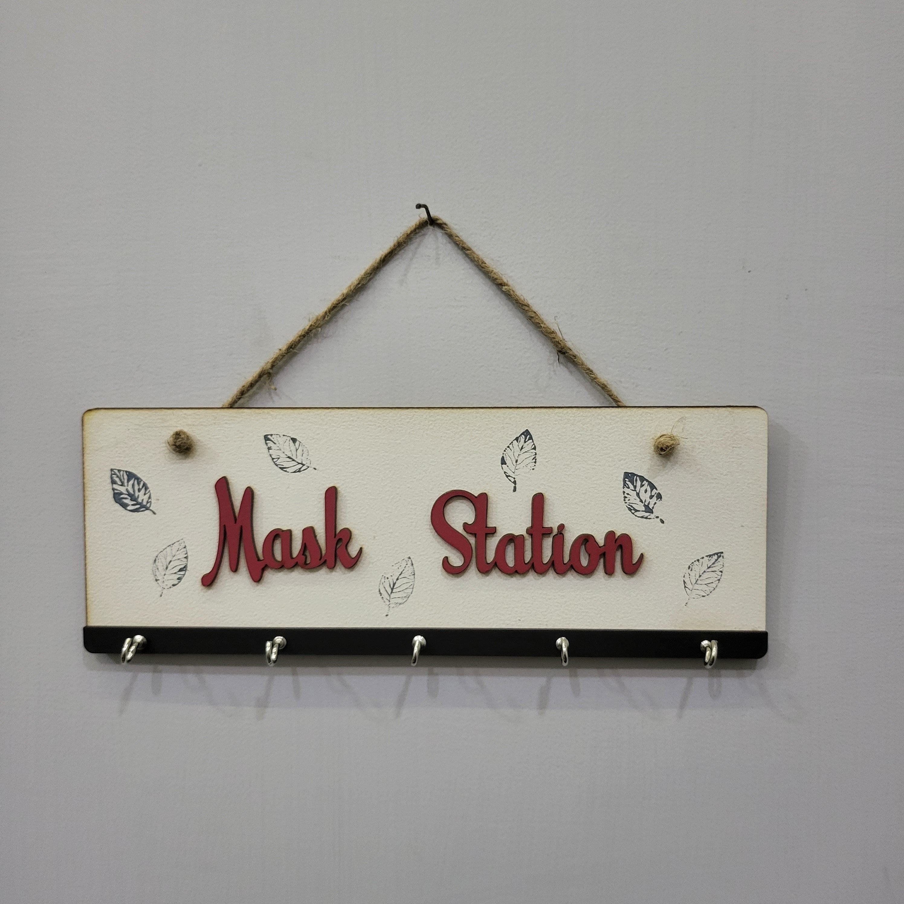 Mask Station Quote Mask and Key Holder With 5 Hooks Wemy Store